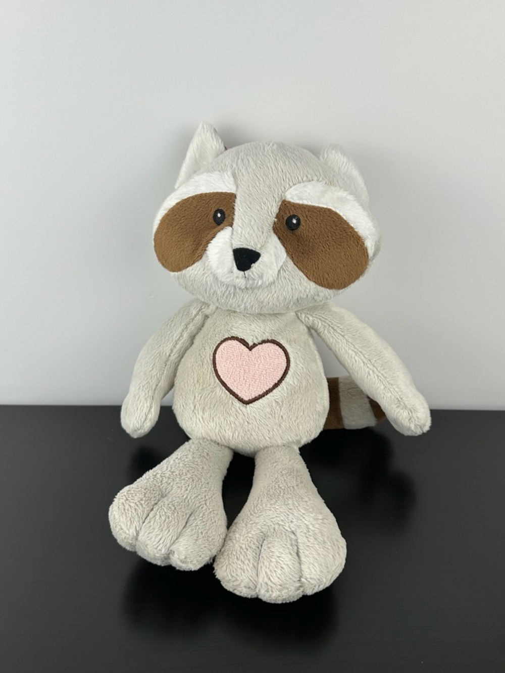Baby Ganz Rare Heartland Raccoon 12” BG3080 Gray Brown Plush Pink Heart